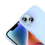 iPhone 14 Kılıf M-Safe Şarj Özellikli Kamera Korumalı MKST Elio Sert PC Kapak - Açık Mavi