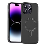 iPhone 14 Pro Max Kılıf M-Safe Şarj Özellikli Kamera Korumalı MKST Elio Sert PC Kapak - Açık Mavi