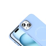 iPhone 15 Kılıf M-Safe Şarj Özellikli Kamera Korumalı MKST Elio Sert PC Kapak - Açık Mavi
