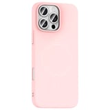 iPhone 16 Pro Kılıf M-Safe Şarj Özellikli Kamera Korumalı MKST Elio Sert PC Kapak - Açık Pembe