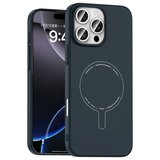 iPhone 16 Pro Max Kılıf M-Safe Şarj Özellikli Kamera Korumalı MKST Elio Sert PC Kapak - Lacivert