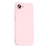 iPhone 16E Kılıf M-Safe Şarj Özellikli Kamera Korumalı MKST Elio Sert PC Kapak - Açık Pembe