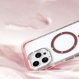 iPhone 14 Pro Max Kılıf Premium Magsafe Şarj Özellikli Şeffaf Kenari Taşli Simli Tera Silikon Kapak