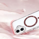 iPhone 17 Kılıf Premium Magsafe Şarj Özellikli Şeffaf Kenari Taşli Simli Tera Silikon Kapak