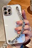 iPhone 12 Pro Max Kılıf Şeffaf Bileklik Zincirli Taş Desenli