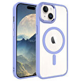 Apple iPhone 15 Plus Kılıf Renkli Kenar Şeffaf Kamera Çevresi Metal Magsafe TPU Silikon