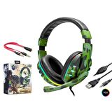 PC OYUN KULAKLIK KABLOLU 1.2MT 3.5MM USBLİ MİKROFONLU LEDLİ HADRON KR-GM601/602/603/604