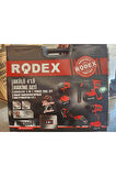 Rodex 4'lü Makine Seti 20V 3x4.0Ah Li-Ion D.Matkap 45Nm D.Somun Sıkma 300Nm Kırıcı Delici 2.5J Avuç Taşlama 125Mm AksesuarlI BMC