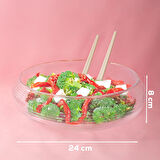Porsima 4306 El Yapımı Büyük Boy Kendinden Kaşıklı Cam Salata Kasesi Şeffaf 24cm