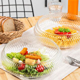 Porsima 4319 Rustik El Yapımı Büyük Boy Cam Salata Kasesi Şeffaf 26cm