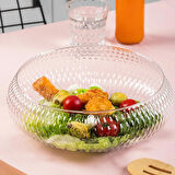 Porsima 4319 Rustik El Yapımı Büyük Boy Cam Salata Kasesi Şeffaf 26cm