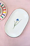 Tabak Evi Porselen Natura İris Altın Yaldızlı Oval Kayık Tabak 27,50x17,50x3cm Tekli