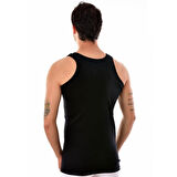 Tutku 0102 (2XL-5- BEDEN) (3 ADET) SİYAH Ribana örgü klasik Erkek Pamuklu Penye Atlet