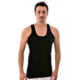 Tutku 0102 (2XL-5- BEDEN) (3 ADET) SİYAH Ribana örgü klasik Erkek Pamuklu Penye Atlet