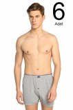 Erkek Gri 6'lı Paket Penye Düğmeli Boxer Elf568t0117ccm6