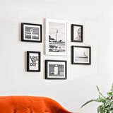 Porsima DHZ90055 Renkli Ahşap Modern Dekoratif 6 Parça Fotoğraf Çerçevesi Masa Duvar Fotoğraf Çerçevesi