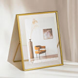 Porsima DHZ90103 Altın Metal Modern Dekoratif Cam Fotoğraf Çerçevesi Masa Duvar Fotoğraf Çerçevesi 20x25cm