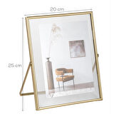 Porsima DHZ90103 Altın Metal Modern Dekoratif Cam Fotoğraf Çerçevesi Masa Duvar Fotoğraf Çerçevesi 20x25cm