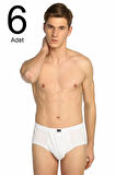 Erkek 6'lı Paket Pamuk Slip | Beyaz