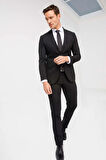 Erkek Siyah Slim Fit / Dar Kalıp  Takım Elbise