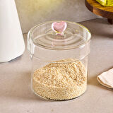 Perotti Hearts Borosilikat Cam Kavanoz 600 ml 10x10 cm