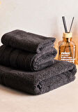 Towy Black 100% Pamuk 3'lü Banyo Havlusu Seti