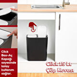 Perotti 13255 Click Kapak Siyah-Beyaz İki Bölmeli Modern Çöp Kovası 15LT