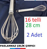 1,KALİTE 16 kalın Telli 2ADET  Paslanmaz Çelik Tel Çırpıcı metal Çırpma Yumurta Sos Karıştırıcı Çırpma Teli