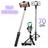 Selfie Çubuğu Tripod Siyah Sabit Bluetoothlu Tp-1020