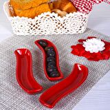Keramika Kırmızı İvory Zeytinlik 18 Cm 3 Adet