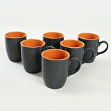 Keramika Mat Gri/Hardal Sarı Bulut Kupa 9 Cm 6 Adet 969/102