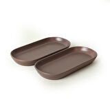 Keramika Mat Açık Taupe Noyan Kayık Tabak 2 Adet 26 Cm 958