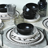 Keramika Black Pattern Nordic Yemek Takımı 24 Parça 6 Kişilik 21478-79-80
