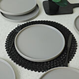 Keramika Mat Gri Stackable Servis Tabağı 27 Cm 6 Adet 995