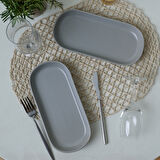 Keramika Mat Gri Noyan Kayık Tabak 26 Cm 2 Adet 995