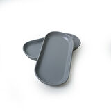 Keramika Mat Gri Noyan Kayık Tabak 26 Cm 2 Adet 995