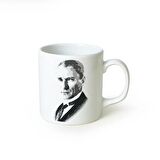 Keramika Atatürk Portre Beyaz Silindir Kupa 1 Adet