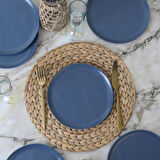 Keramika Mat Mavi Sardes Pasta Tabağı 22 Cm 6 Adet 399