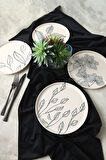 Keramika Leaf Traces Nordıc Pasta Tabağı 22 Cm 4 Adet  / 22881-82-83-85