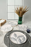 Keramika Leaf Traces Nordıc Pasta Tabağı 22 Cm 4 Adet  / 22881-82-83-85