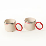 Keramika Good Vibes Kırmızı Stackable Halka Kulplu Fincan 8 Cm 2 Adet