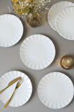 Keramika Beyaz Sirius Pasta Tabağı 22 Cm 6 Adet 004