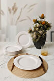 Keramika Beyaz İyonya Pasta Tabağı 22 Cm 6 Adet 006
