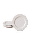 Keramika Beyaz İyonya Pasta Tabağı 22 Cm 6 Adet 006
