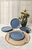 Keramika Mat Mavi Bloom Pasta Tabağı 24 Cm 6 Adet 399