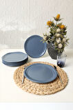 Keramika Mat Mavi Bloom Pasta Tabağı 24 Cm 6 Adet 399