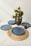 Keramika Mat Mavi Bloom Pasta Tabağı 24 Cm 6 Adet 399
