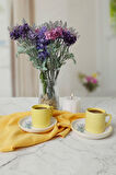 Keramika Elegant Blossoms Sarı Kahve Takımı 4 Parça 2 Kişilik 21790