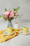 Keramika Elegant Blossoms Sarı Kahve Takımı 4 Parça 2 Kişilik 21790
