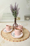 Keramika Elegant Blossoms Pembe Kahve Takımı 4 Parça 2 Kişilik 21793